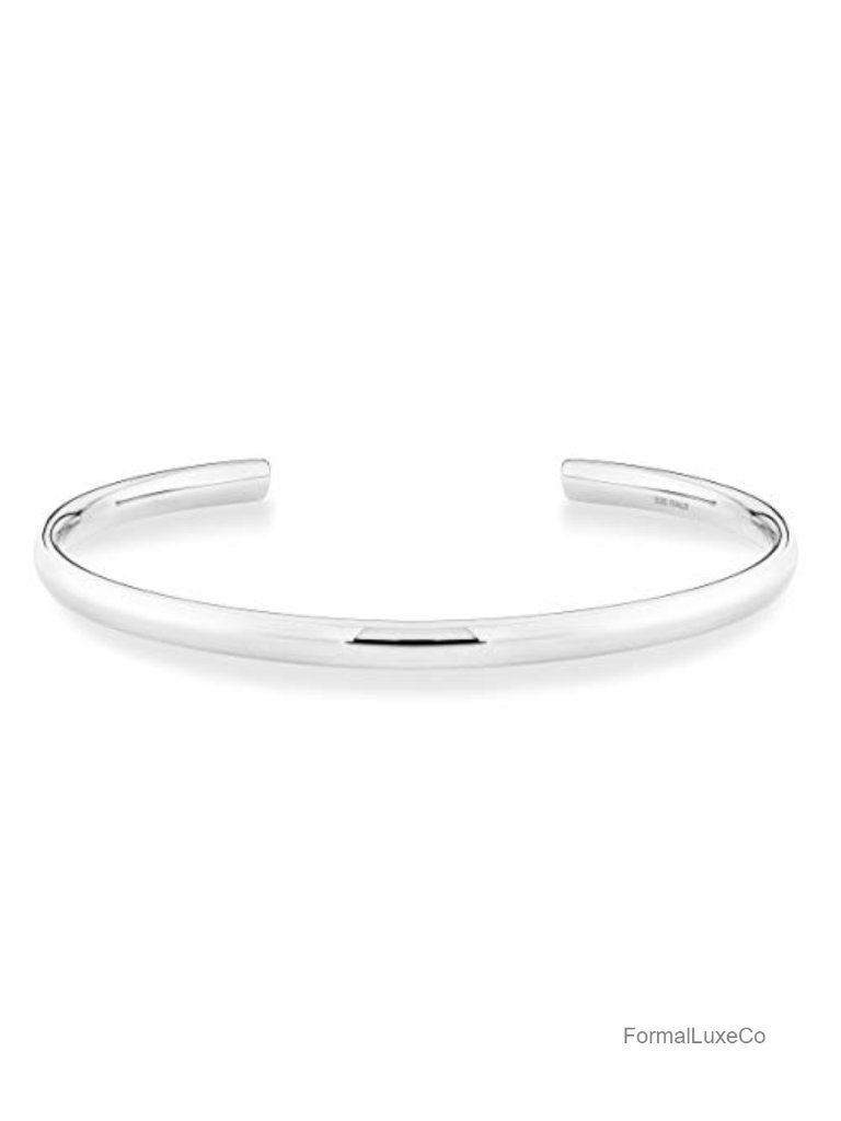 925 Sterling Silver Or 18k Gold Plated 4mm Open Cuff Polished Bangle Bracelet